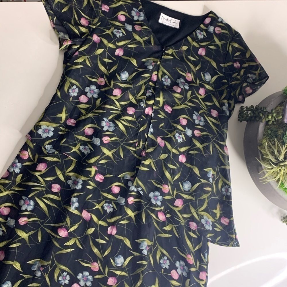 Vintage Mary McFadden Romanic floating floral dress medium women’s